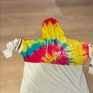 Colorful Tie-Dye Boho San Diego Comfy Casual Hoodie New Without Tags